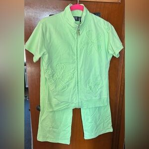 2 piece loungewear set zip up top with matching pants great for spring